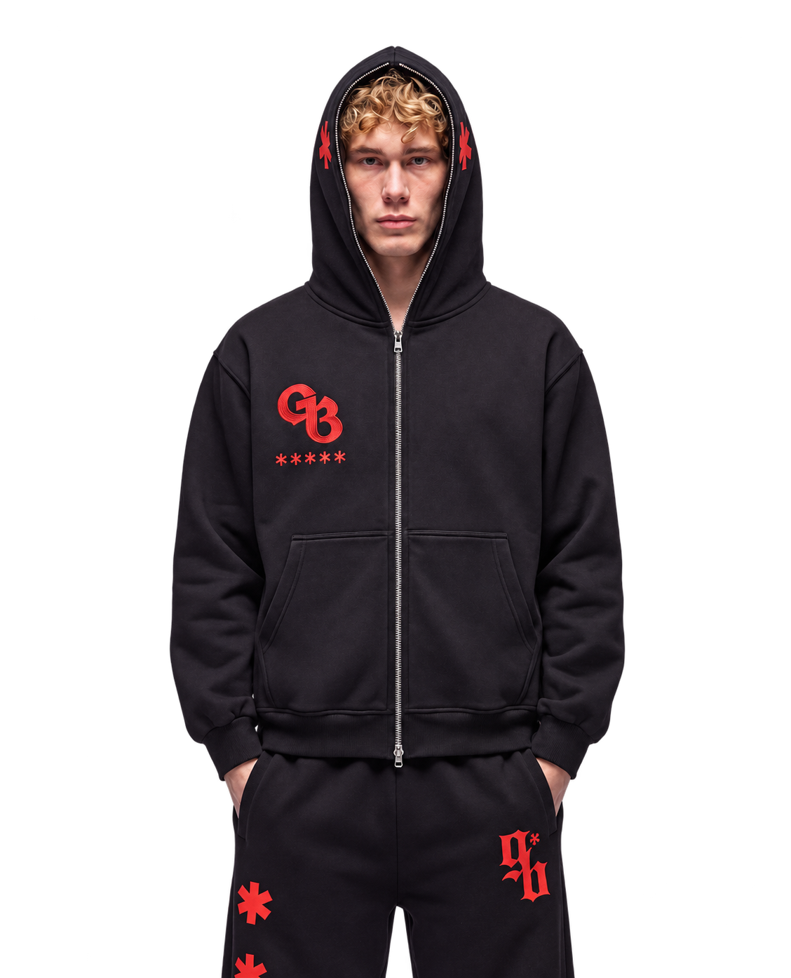 GENESIS Full-Zip Hoodie black model front view